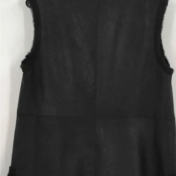 New DesignerAkris Punto Black Lambskin Fur Reversible Open Front Vest, Coat 10